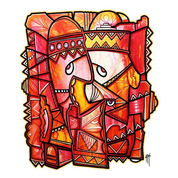 Sun Tribe Abstract - No Background - Art Print