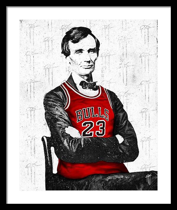 Abe Lincoln in a Michael Jordan Jersey - Framed Print