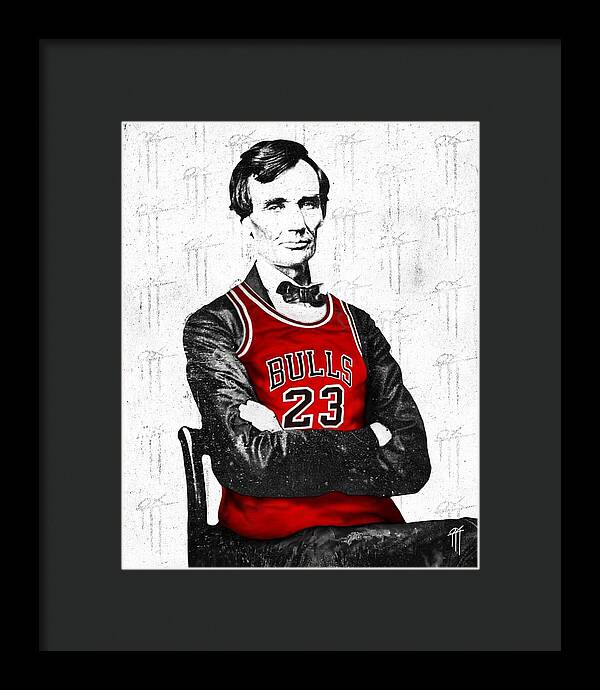 Abe Lincoln in a Michael Jordan Jersey - Framed Print