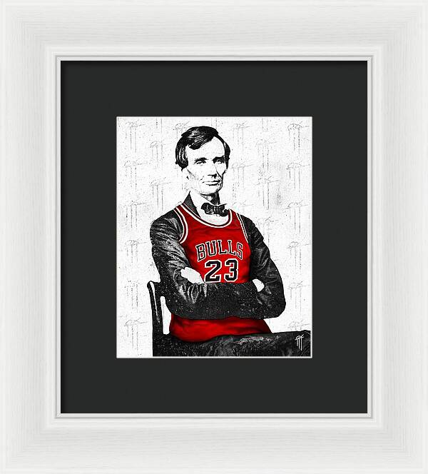 Abe Lincoln in a Michael Jordan Jersey - Framed Print