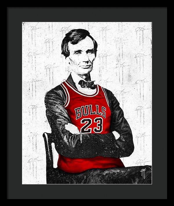 Abe Lincoln in a Michael Jordan Jersey - Framed Print