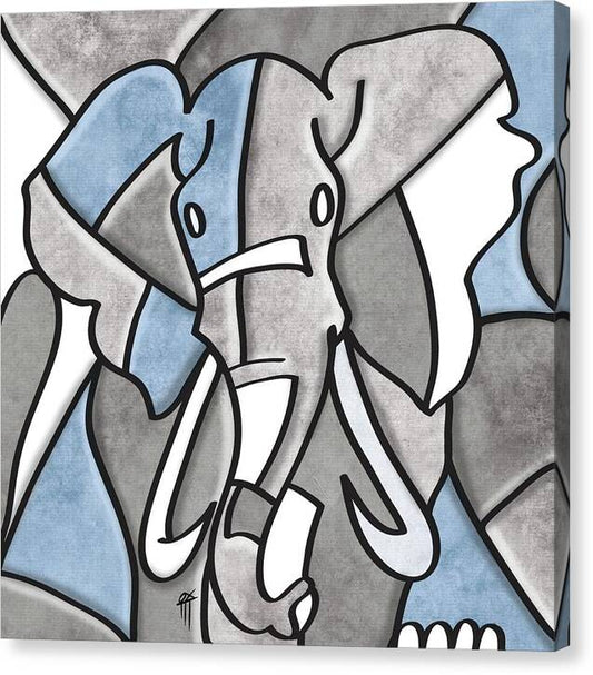 Abstract Elephant - Blue and Gray - Canvas Print