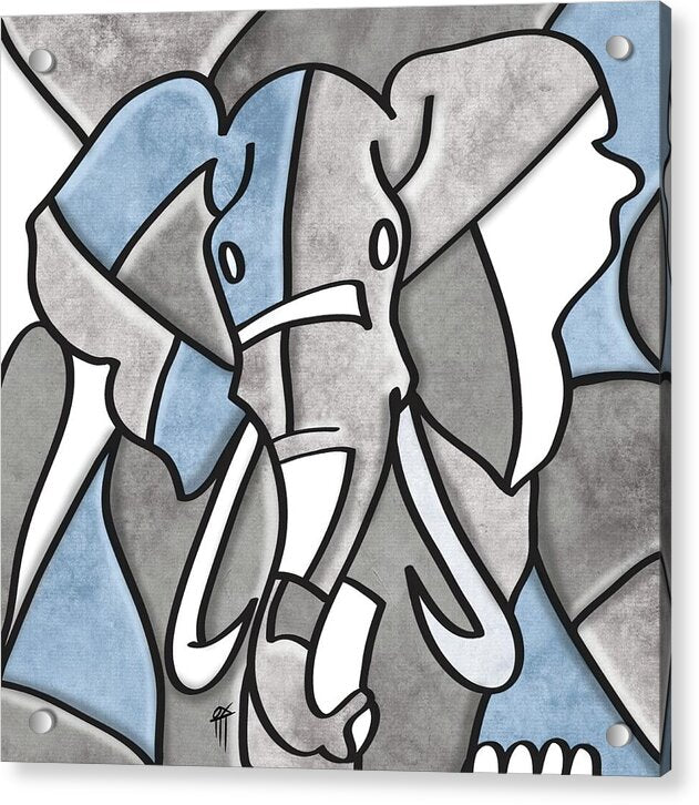 Abstract Elephant - Blue and Gray - Acrylic Print