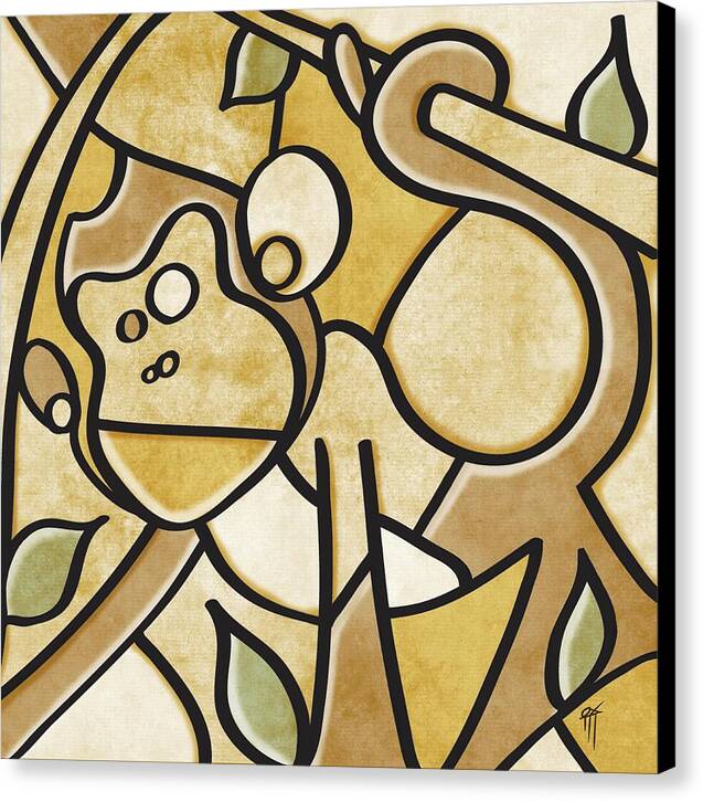 Abstract Monkey - Brown and Green - Canvas Print