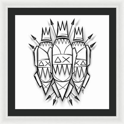 Three Kings - Black and White - Framed Print